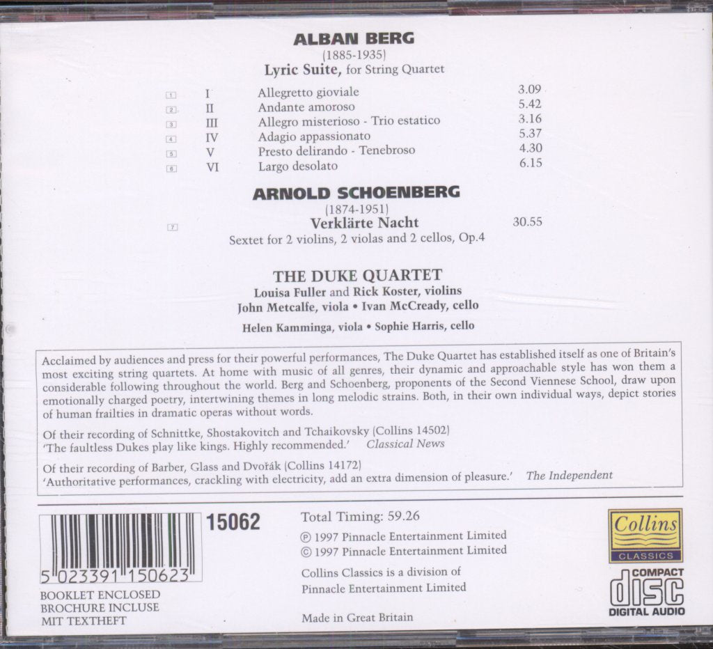 Duke Quartet - Schoenberg - Verklärte Nacht, Lyric Suite - Cd