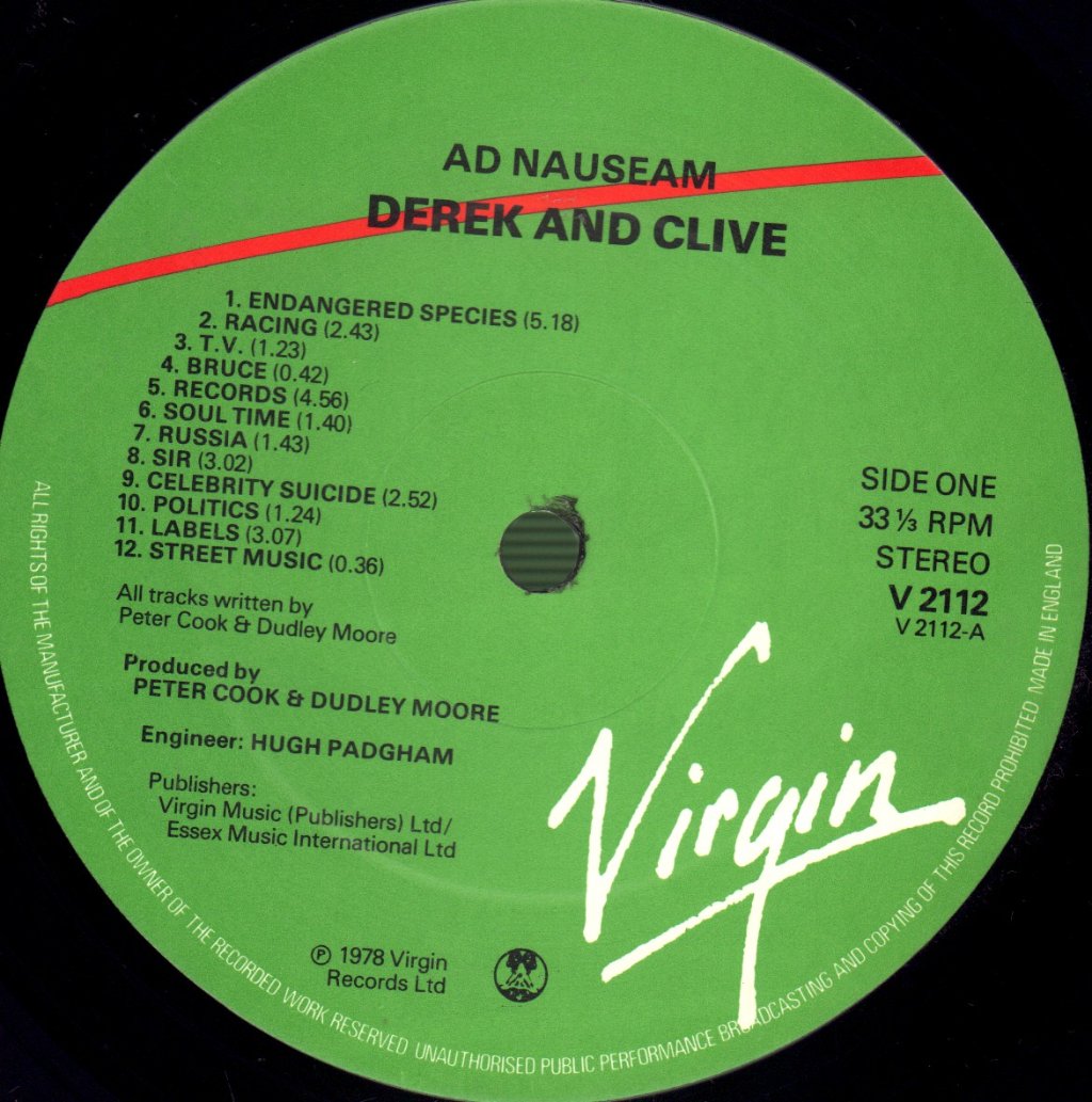 Derek And Clive - Ad Nauseam - Lp
