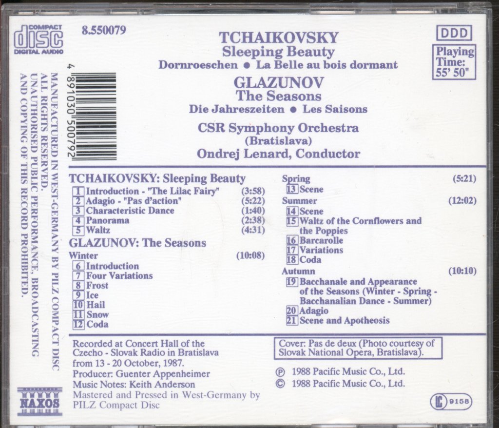CSR Symphony Orchestra • Ondrej Lenard - Tchaikovsky / Glazunov - Sleeping Beauty / The Seasons - Cd