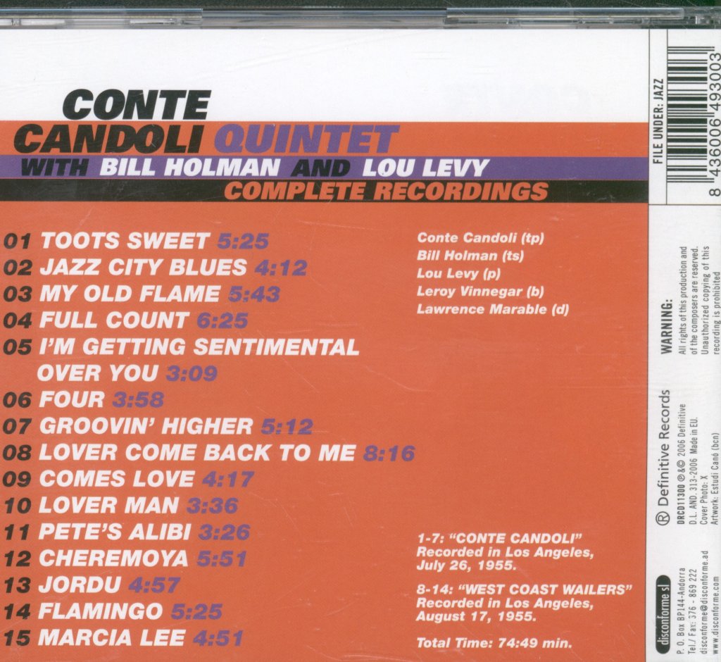 Conte Candoli Quintet - Complete Recordings - Cd