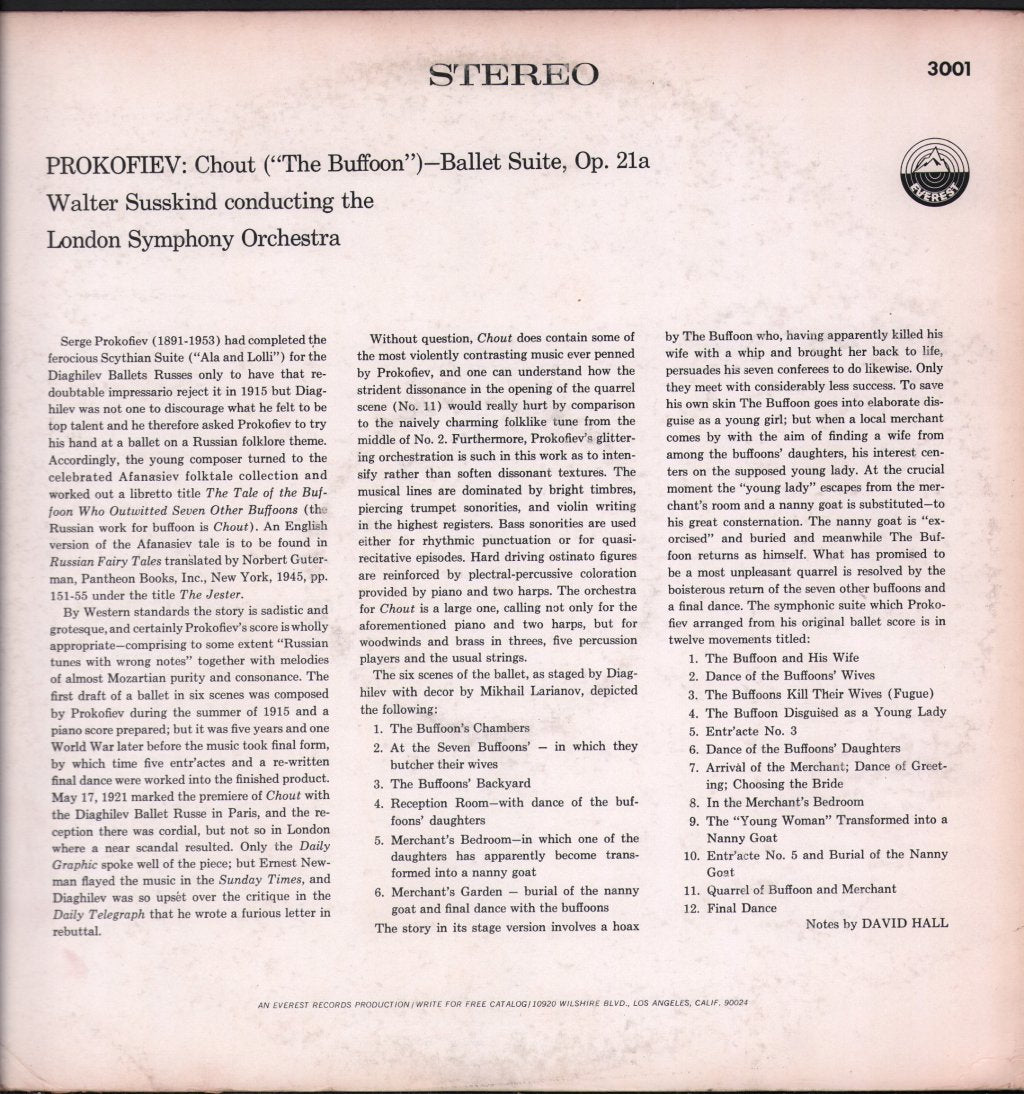 Walter Susskind / London Symphony Orchestra - Prokofiev - Chout "The Buffoon" Ballet Suite, Op. 21a - Lp