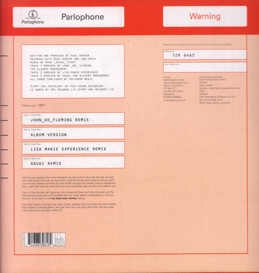 Mansun - Taxloss - 12 Inch