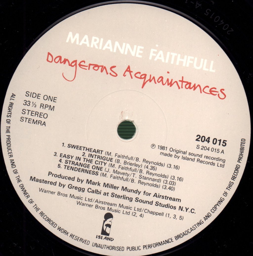 Marianne Faithfull - Dangerous Acquaintances - Lp