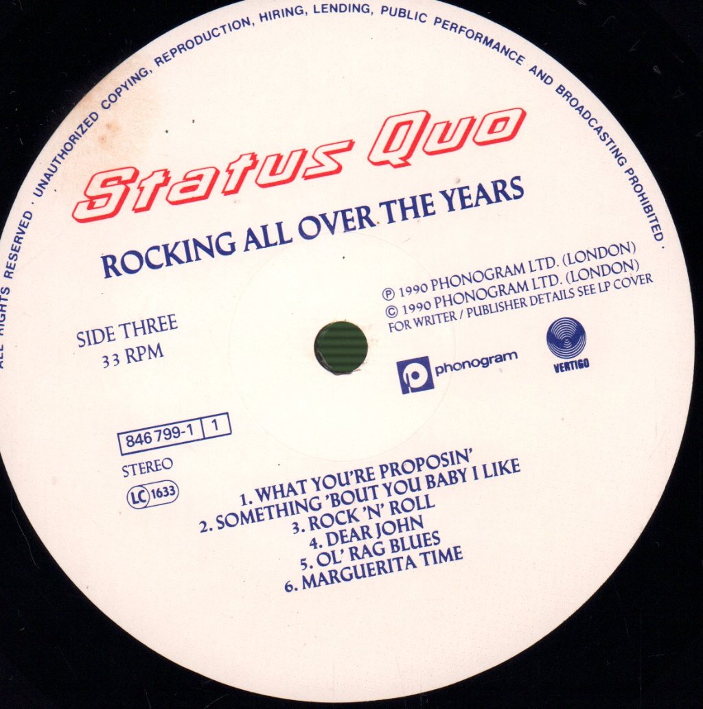 Status Quo - Rocking All Over The Years - Double Lp