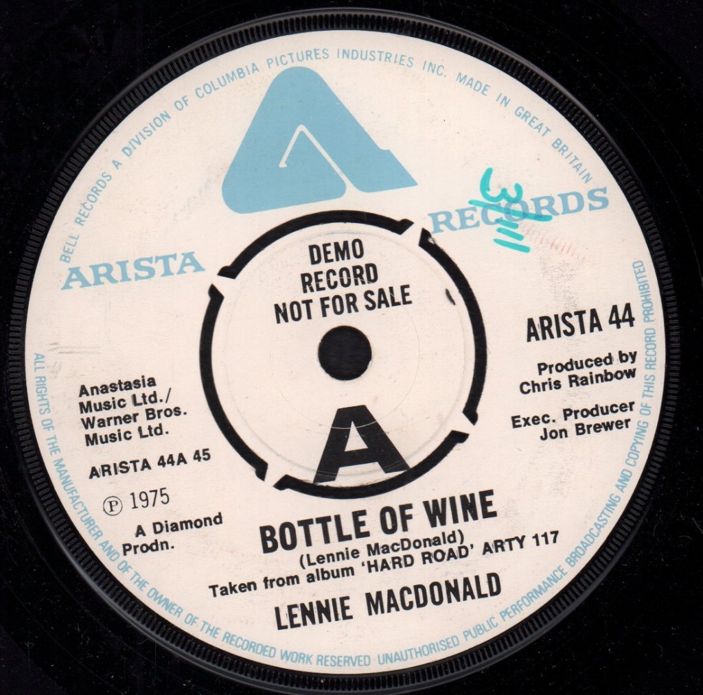 Lennie Macdonald - Bottle Of Wine - 7 Inch
