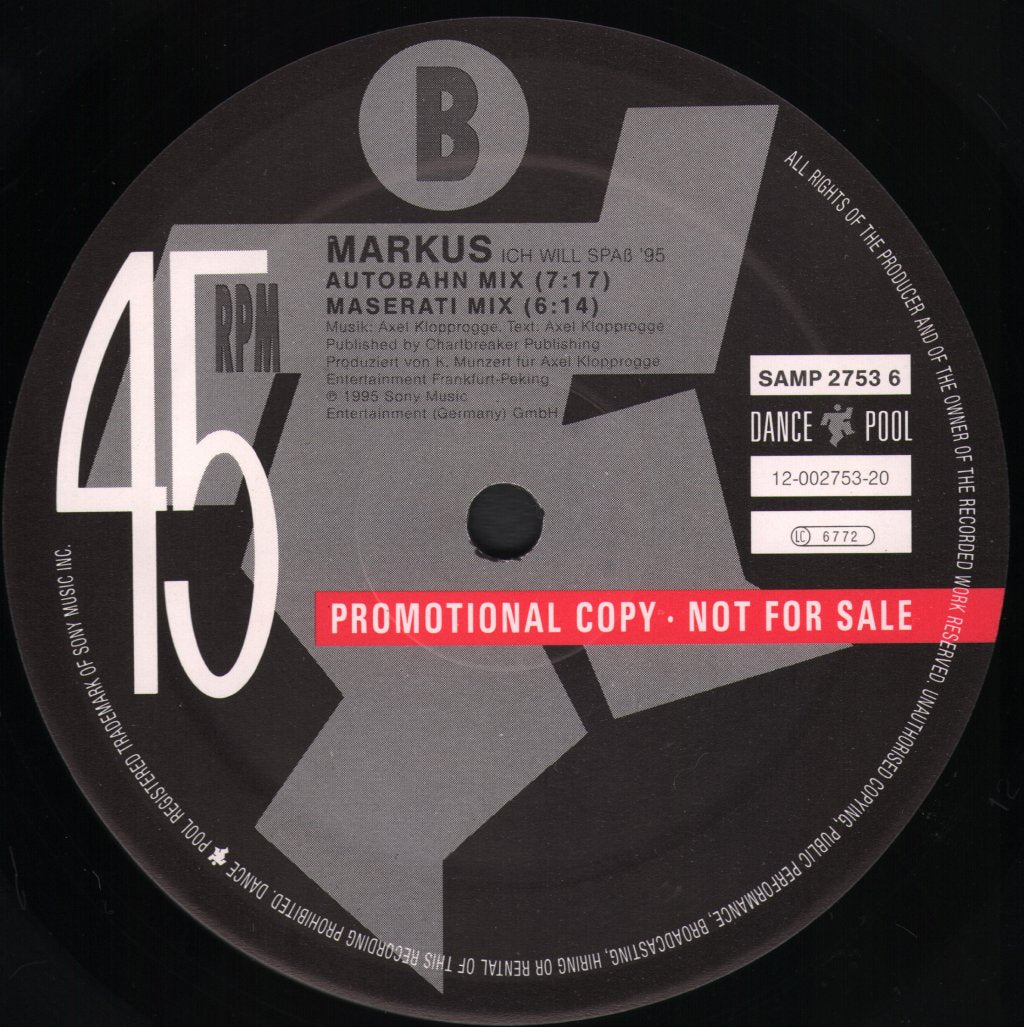 Markus - Ich Will Spaß '95 - 12 Inch
