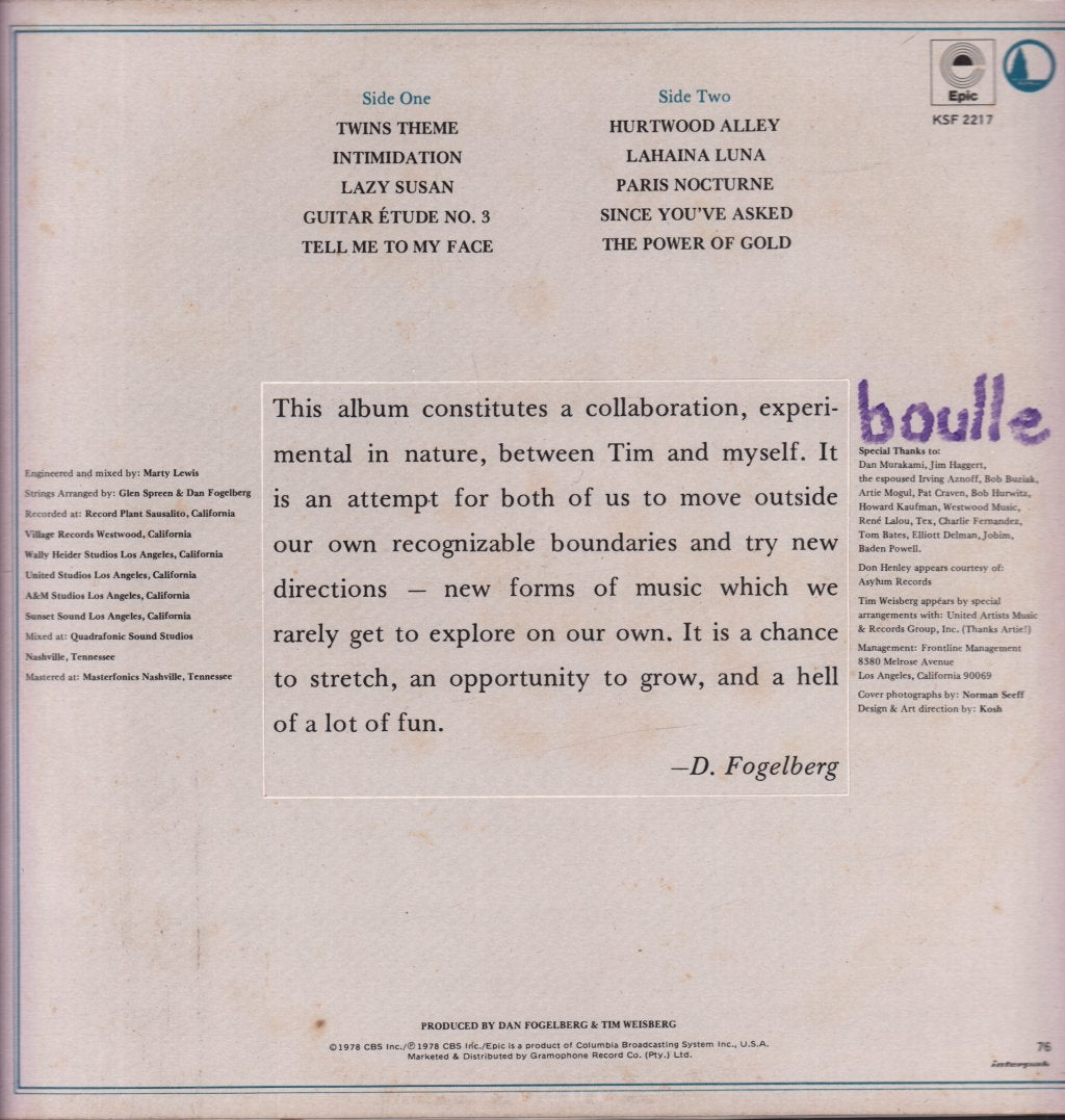 Dan Fogelberg - Twin Sons Of Different Mothers - Lp