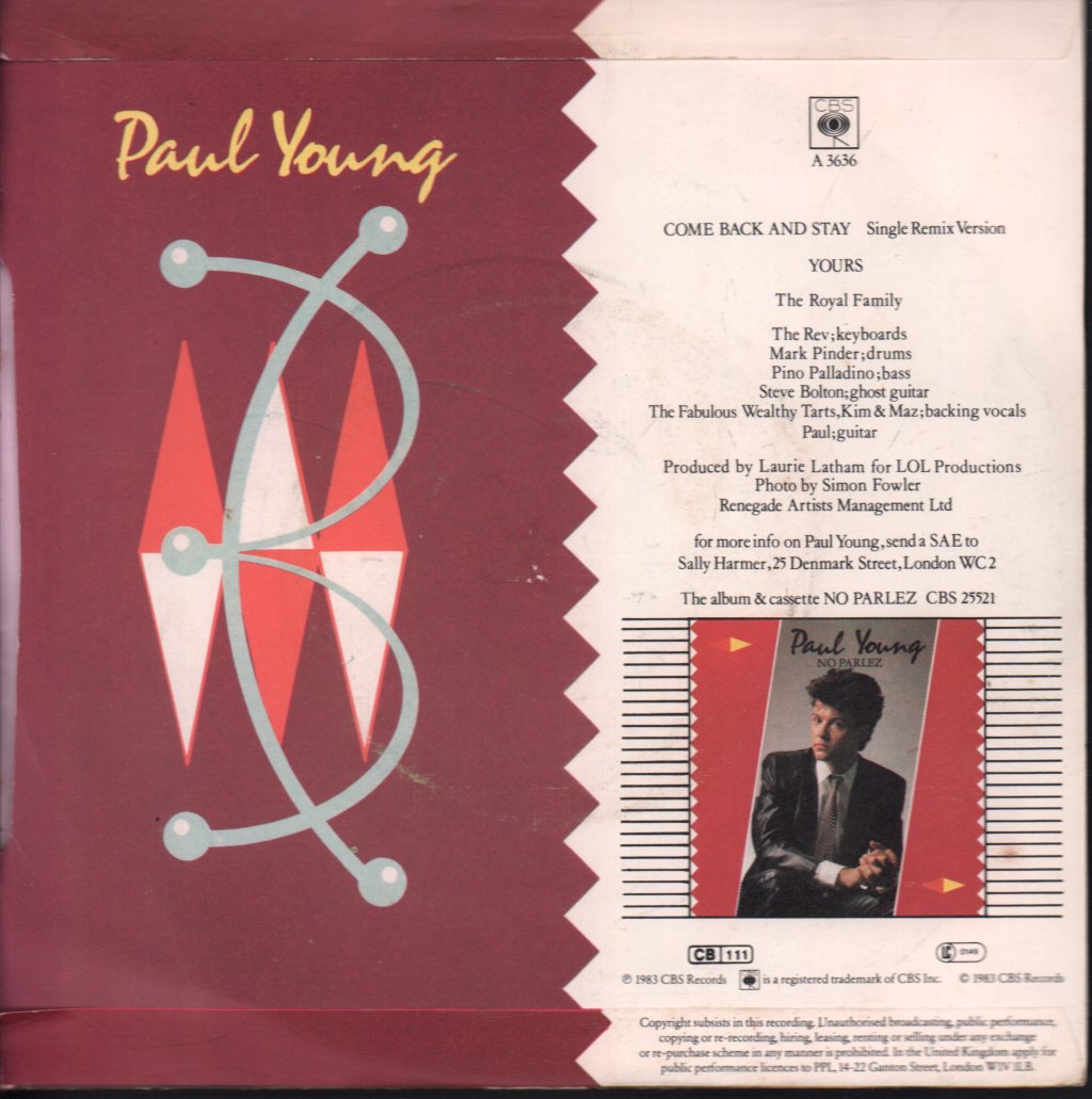 Paul Young - Come Back And Stay - 7 Inch