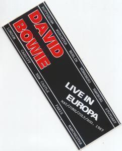 David Bowie - Live In Europa May/June/July/Aug 1987 - Sticker