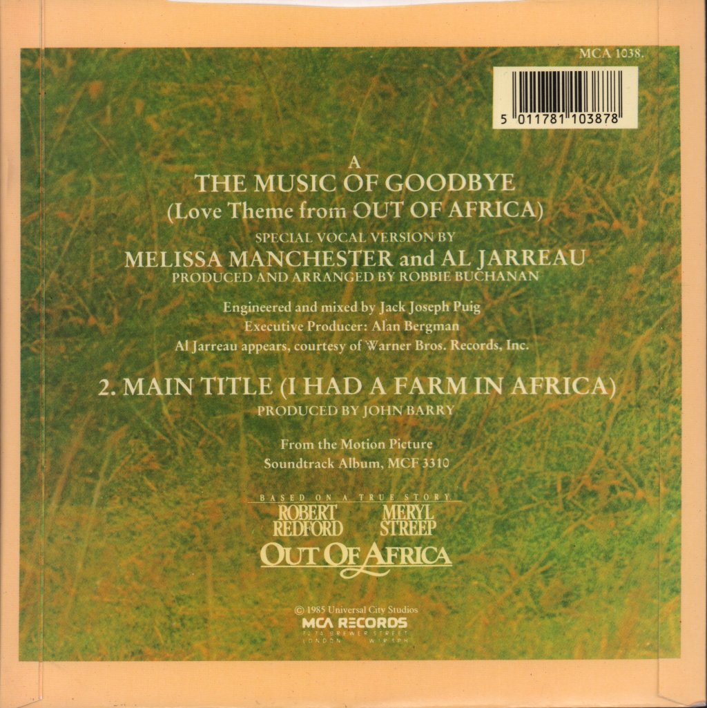 Melissa Manchester And Al Jarreau - Music Of Goodbye - 7 Inch