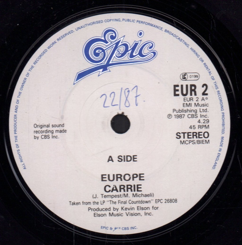 Europe - Carrie - 7 Inch