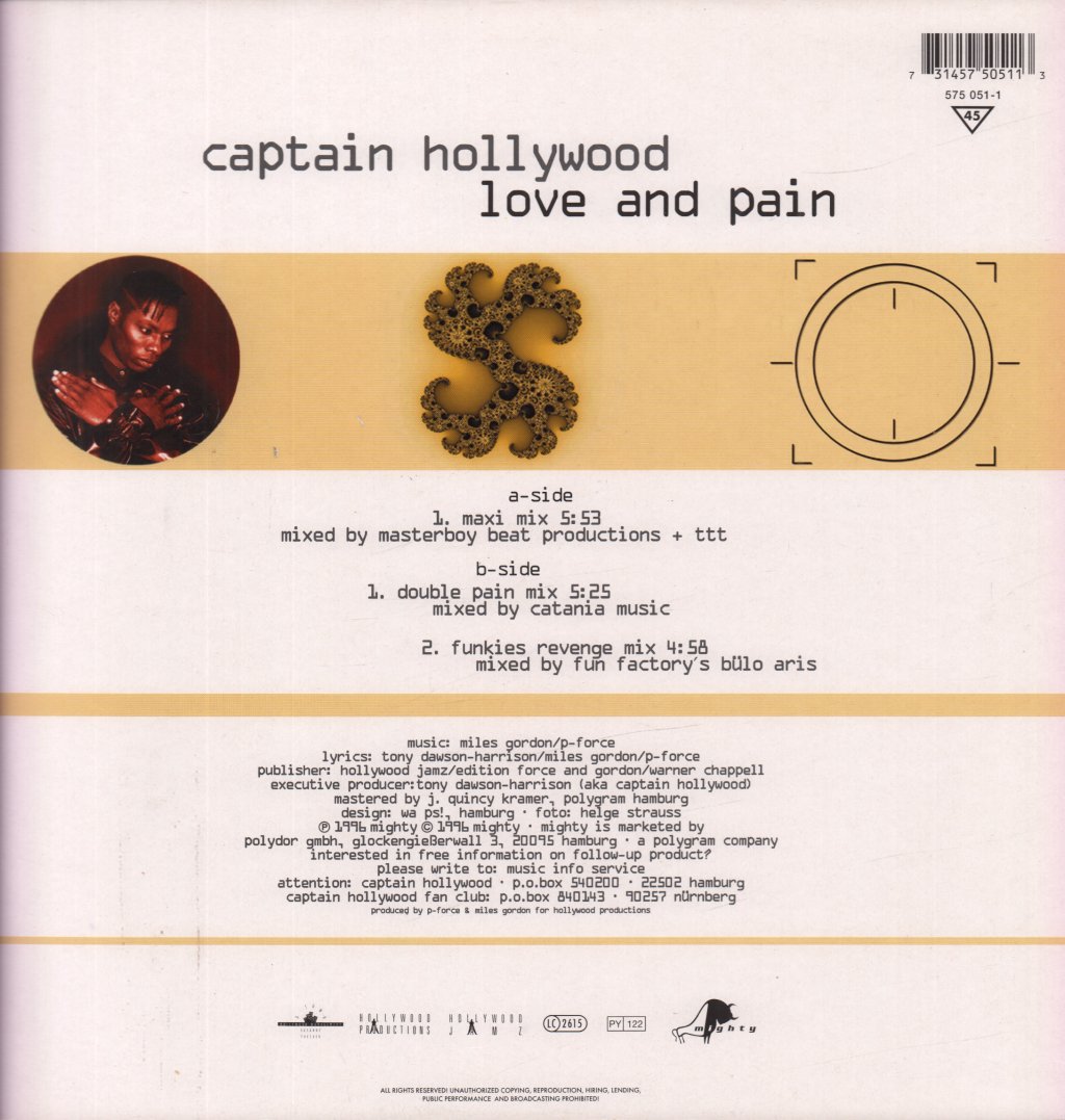 Captain Hollywood - Love And Pain - 12 Inch