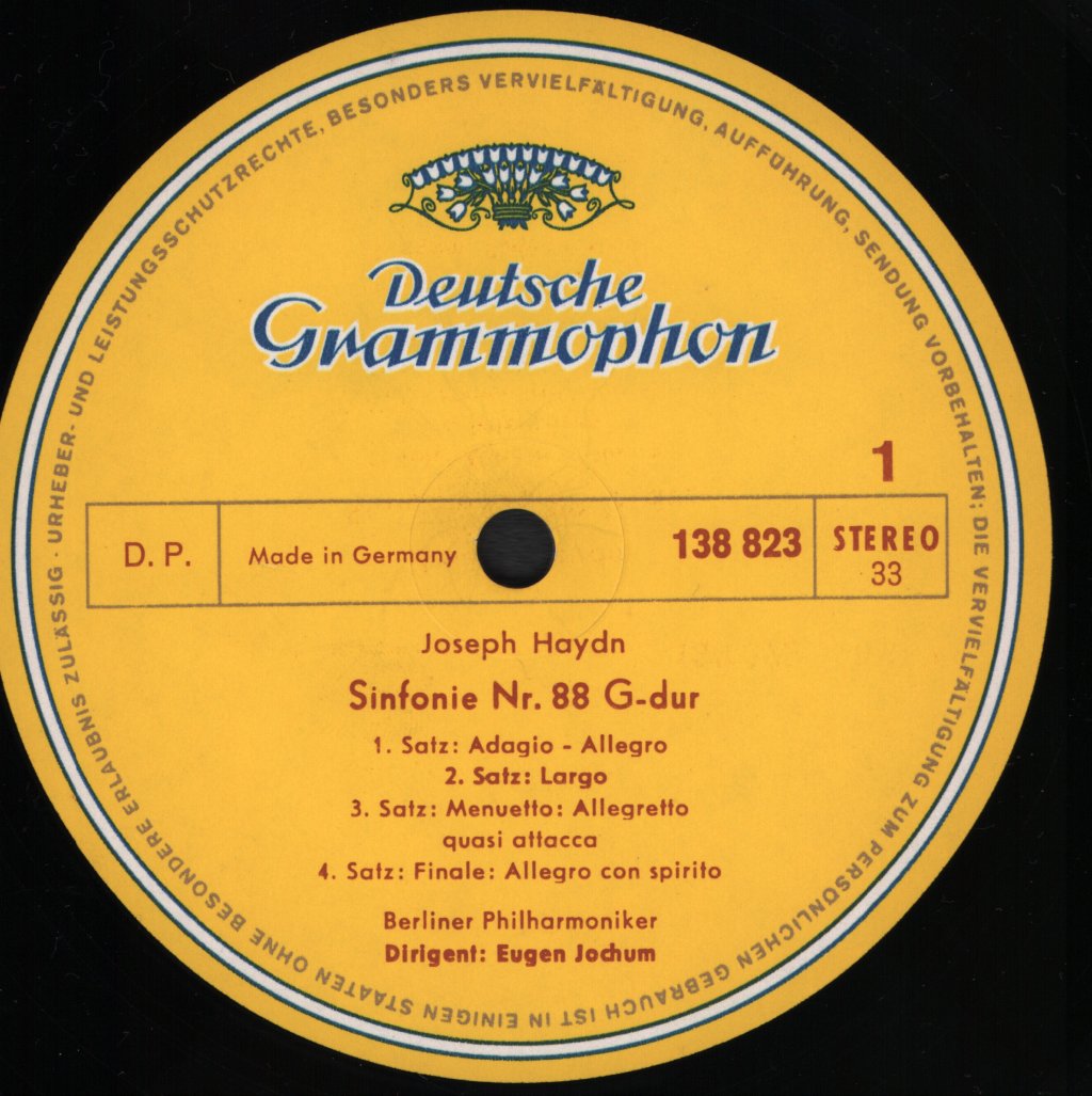 Eugen Jochum / Berliner Philharmoniker - Joseph Haydn - Sinfonien Nr. 88 G-dur Und Nr. 98 B-dur - Lp