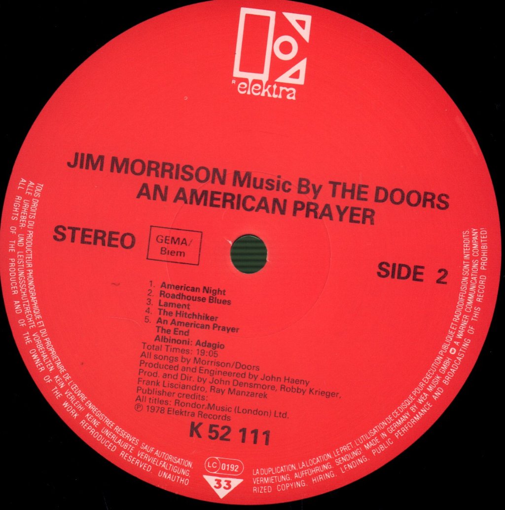 Jim Morrison - An American Prayer - Lp