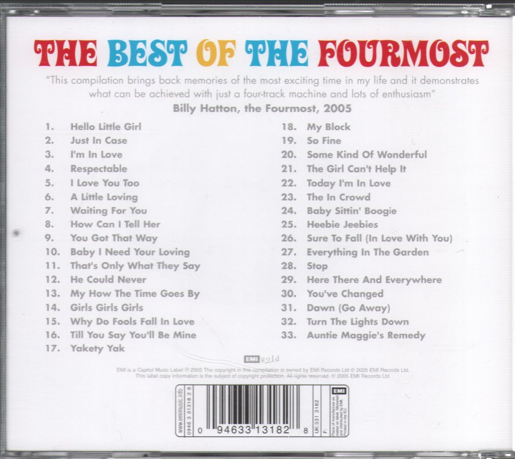 Fourmost - Best Of The Fourmost - Cd