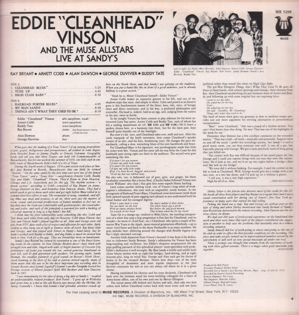 Eddie Cleanhead Vinson And The Muse Allstars - Live At Sandy's - Lp