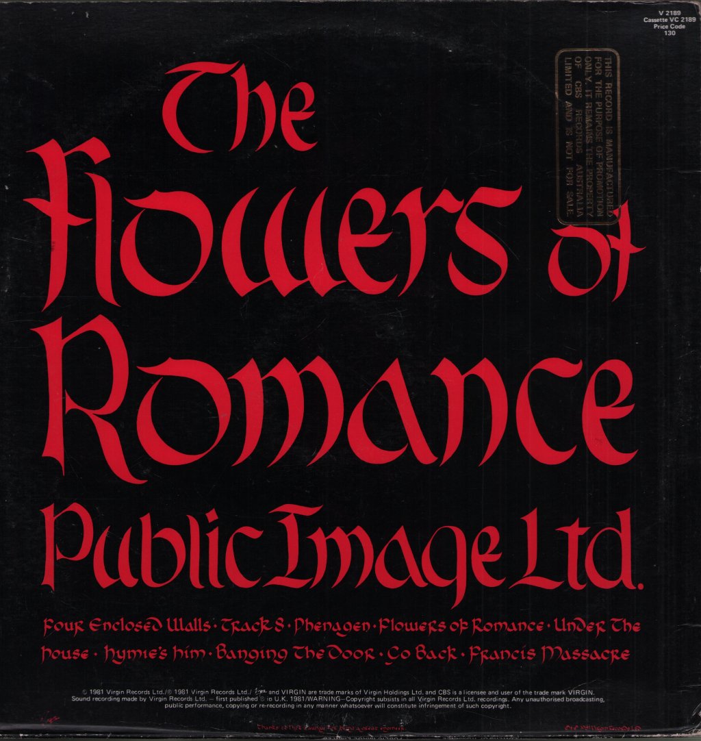Public Image Limited - Flowers Of Romance - Lp