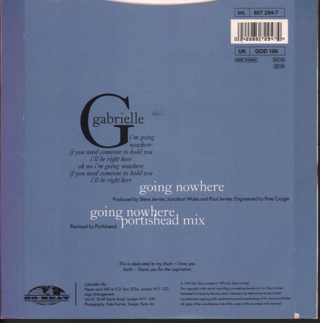 Gabrielle - Going Nowhere - 7 Inch