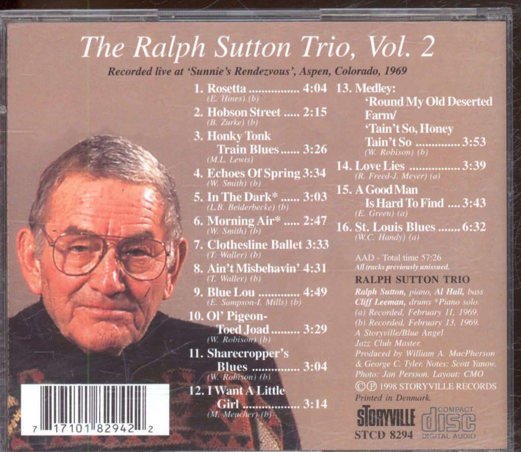 Ralph Sutton Trio - At Sunnie's Vol. 2 - Cd