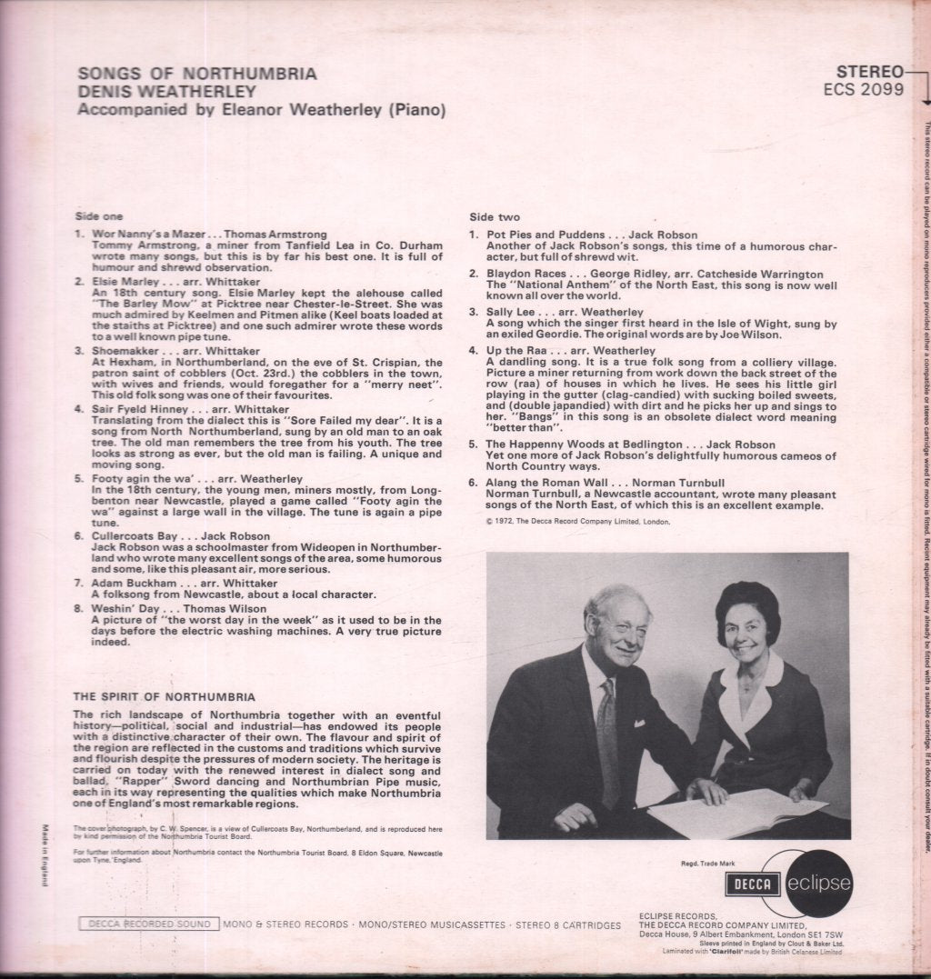Denis Weatherley - Songs Of Northumbria - Lp