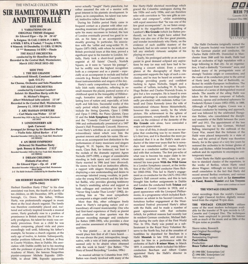 Sir Hamilton Harty / Halle Orchestra - Vintage Collection - Sir Hamilton Harty And The Halle - Lp