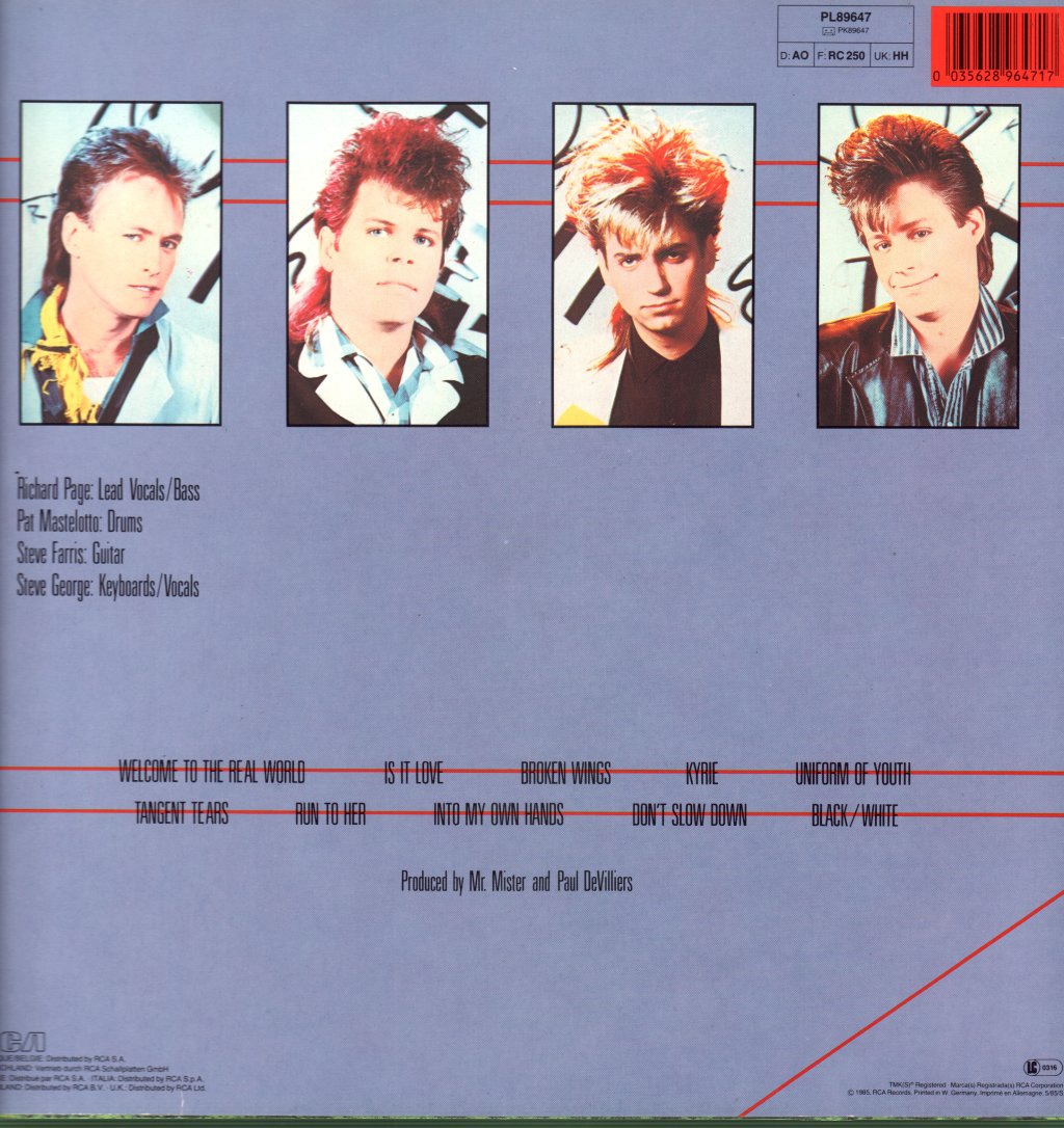 Mr. Mister - Welcome To The Real World - Lp