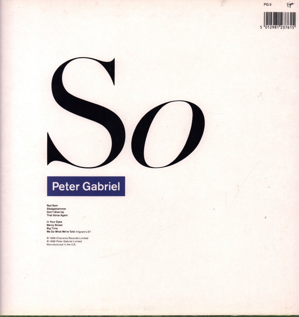 Peter Gabriel - So - Lp