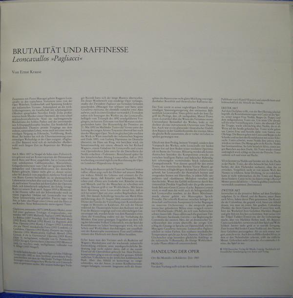 Placido Domingo Teresa Stratas Juan Pons - leoncavallo Pagliacci Der Bajazzo Paillasse - Double Lp