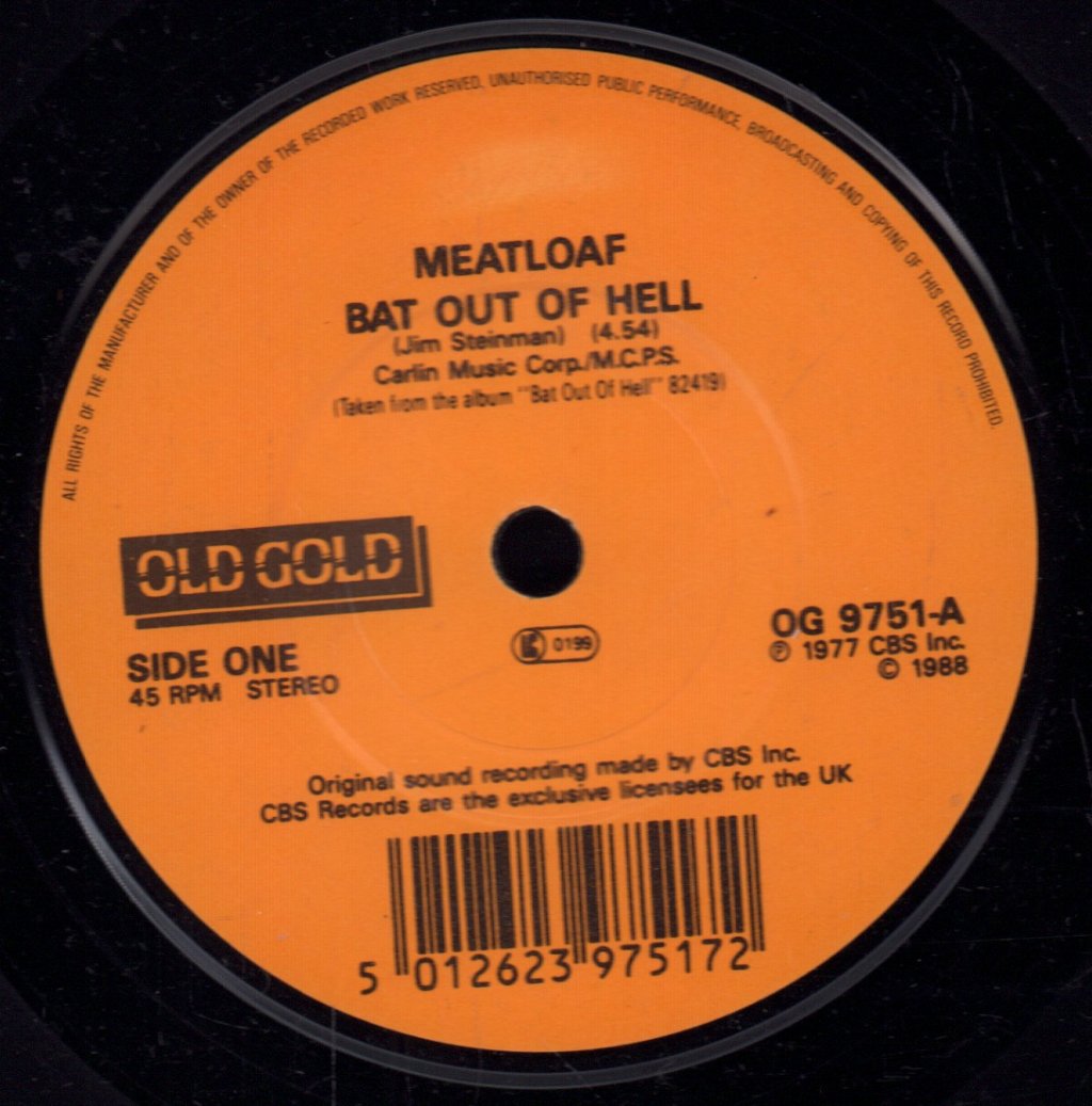 Meat Loaf - Bat Out Of Hell - 7 Inch