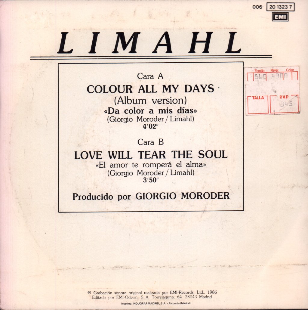 Limahl - Colour All My Days - 7 Inch