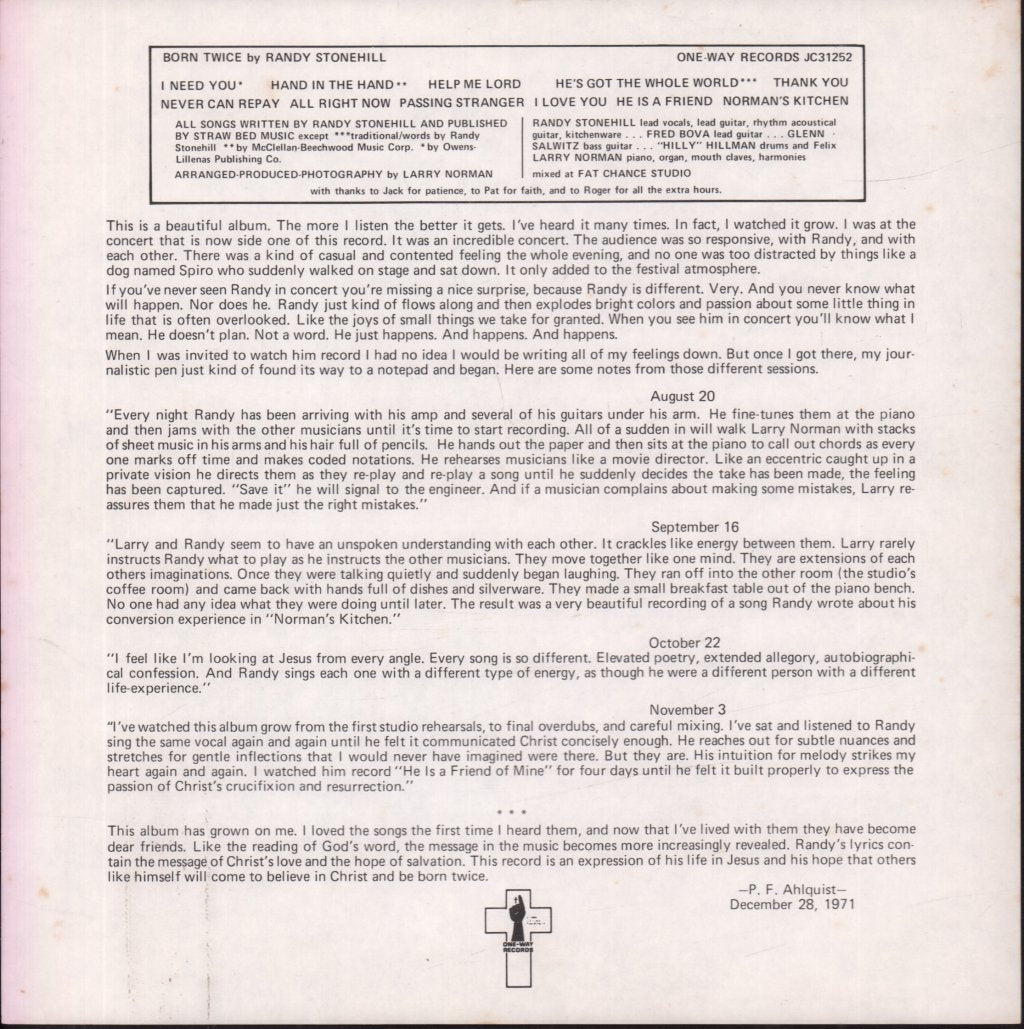 Randy Stonehill - Born Twice - Lp