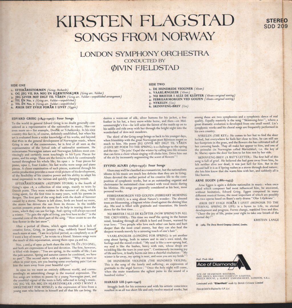 Kirsten Flagstad / London Symphony Orchestra - Songs From Norway - Lp
