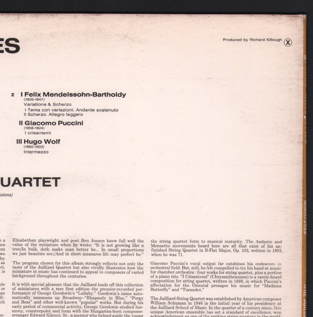 Juilliard String Quartet - Miniatures - Lp