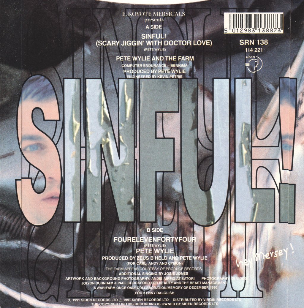 Pete Wylie And The Farm - Sinful - 7 Inch