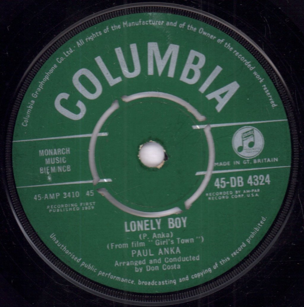 Paul Anka - Lonely Boy - 7 Inch