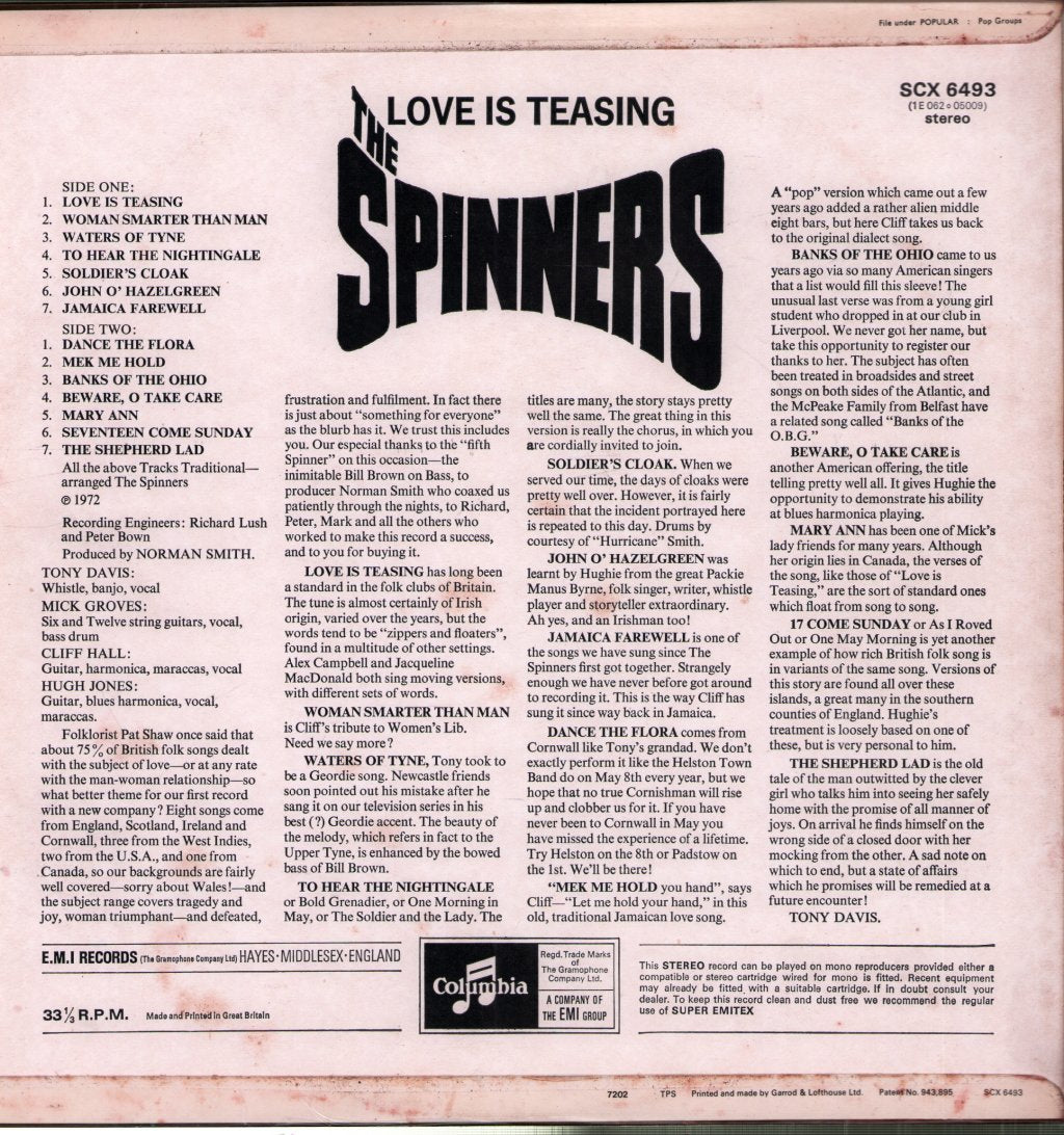 Spinners (Folk Group) - Love Is Teasing - Lp