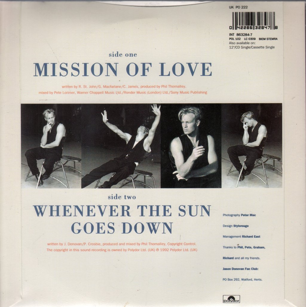 Jason Donovan - Mission Of Love - 7 Inch