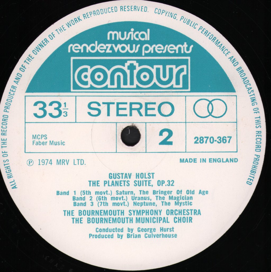 Bournemouth Symphony Orchestra / George Hurst - Holst Planets Suite Op. 32 - Lp