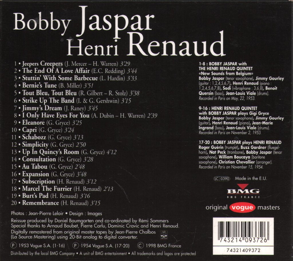 Bobby Jaspar & Henri Renaud - Bobby Jaspar / Henri Renaud - Cd