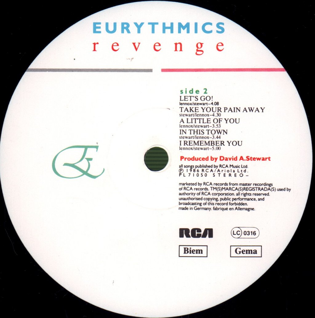 Eurythmics - Revenge - Lp