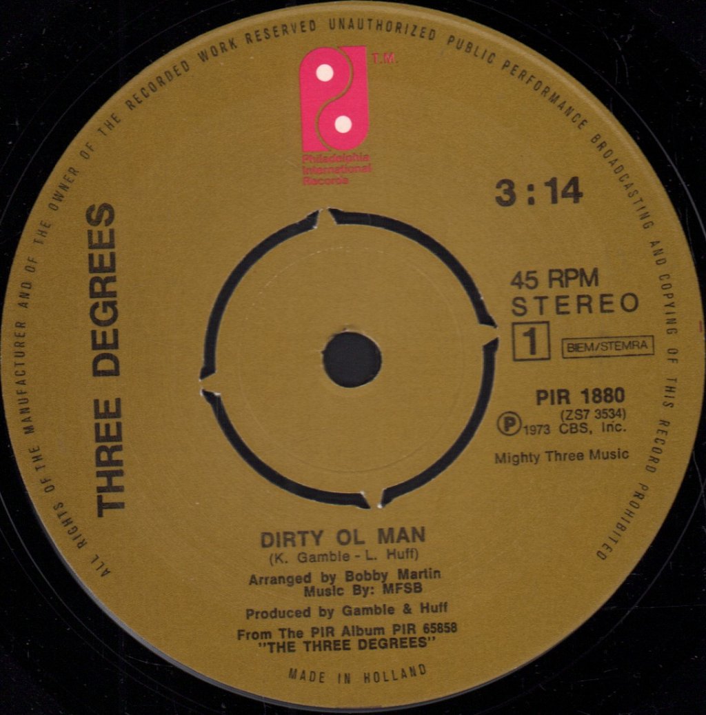 Three Degrees - Dirty Ol' Man - 7 Inch