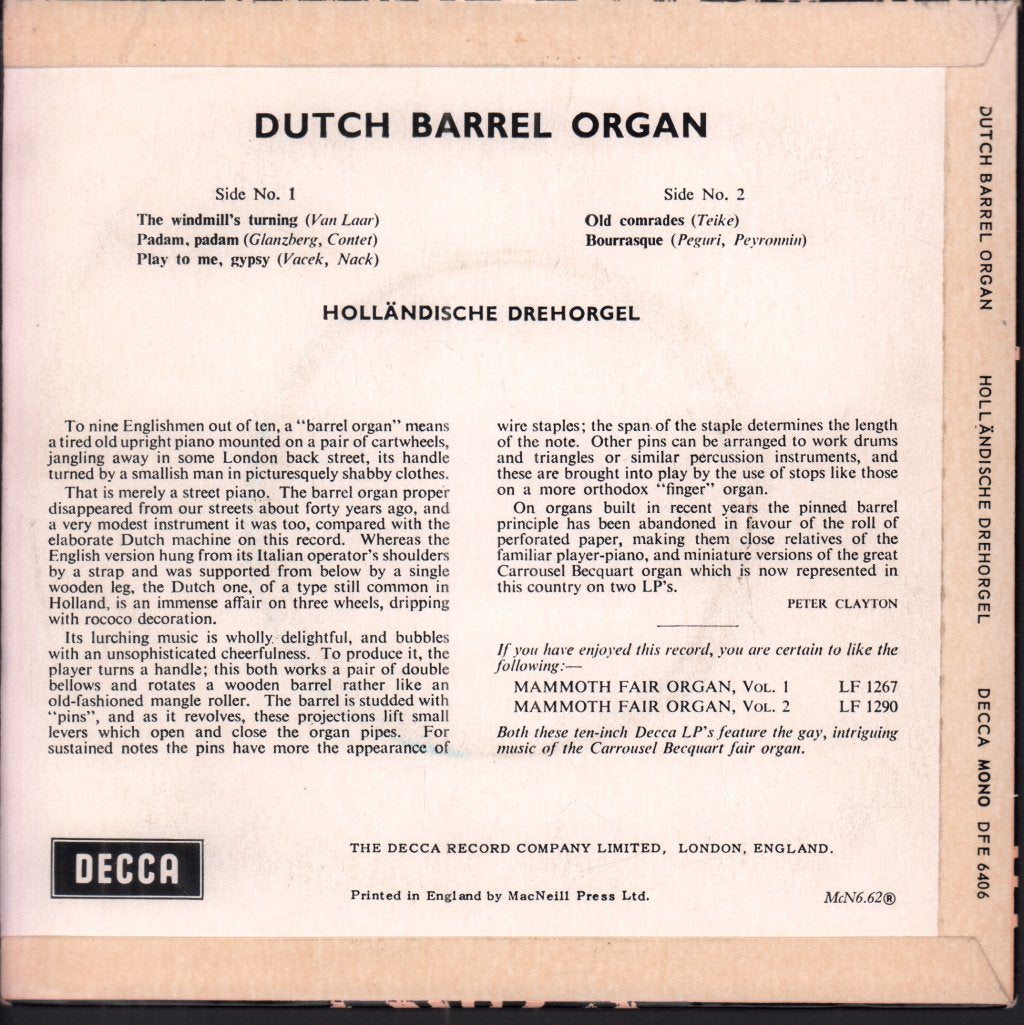 Dutch Barrel Organ - Dutch Barrel Organ - 7 Inch