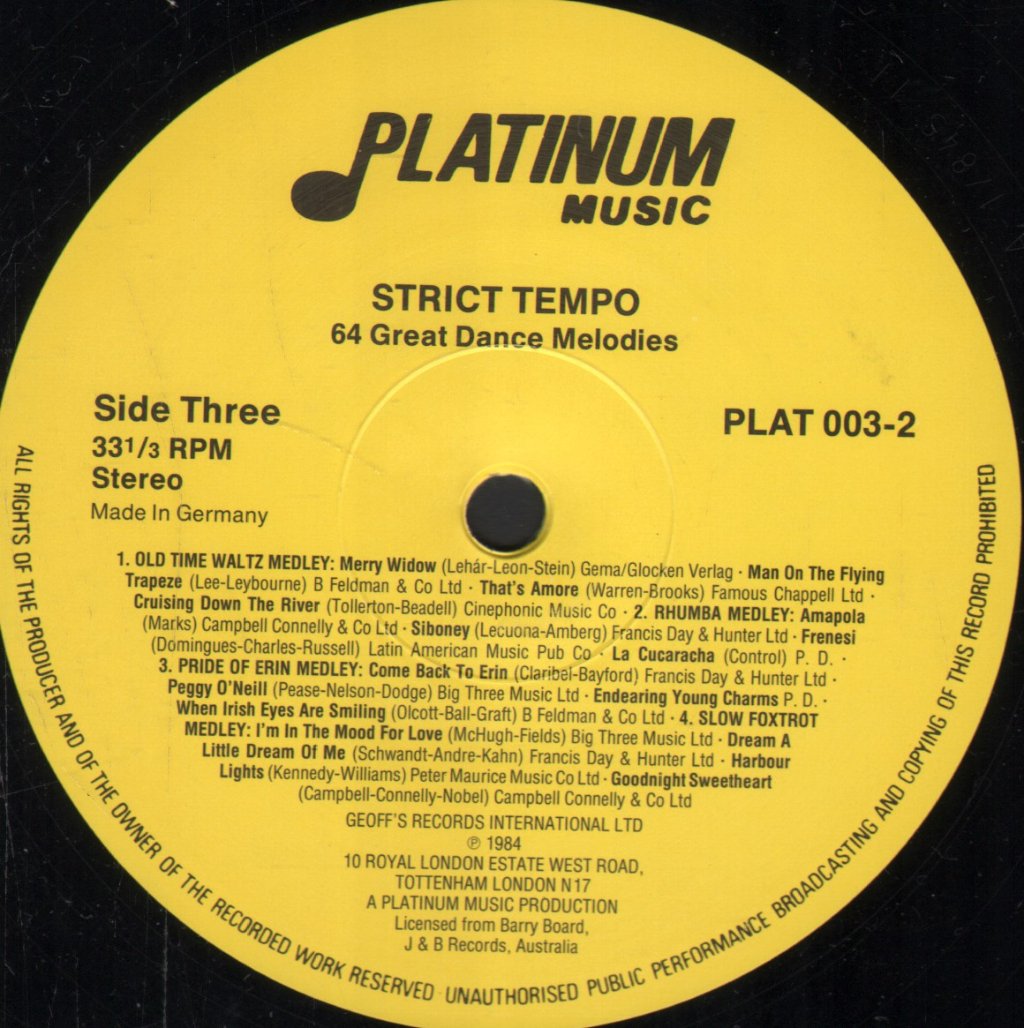 Platinum Dance Orchestra - Strict Tempo - Double Lp