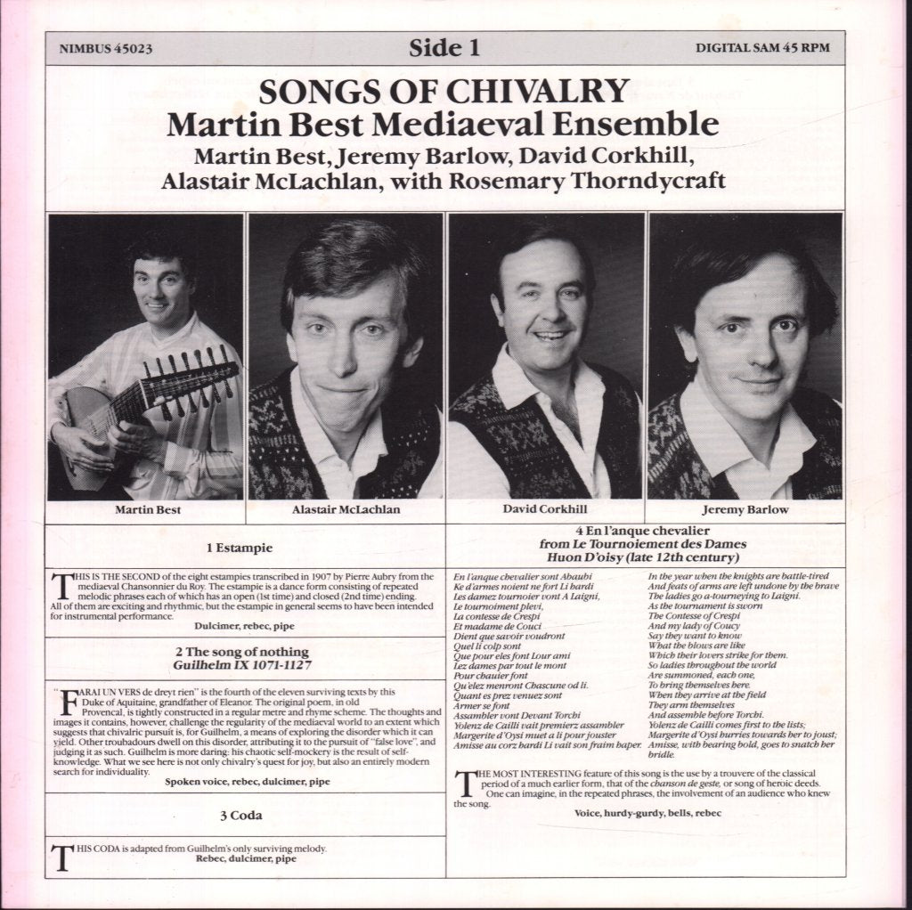 Martin Best Mediaeval Ensemble - Songs Of Chivalry - Lp