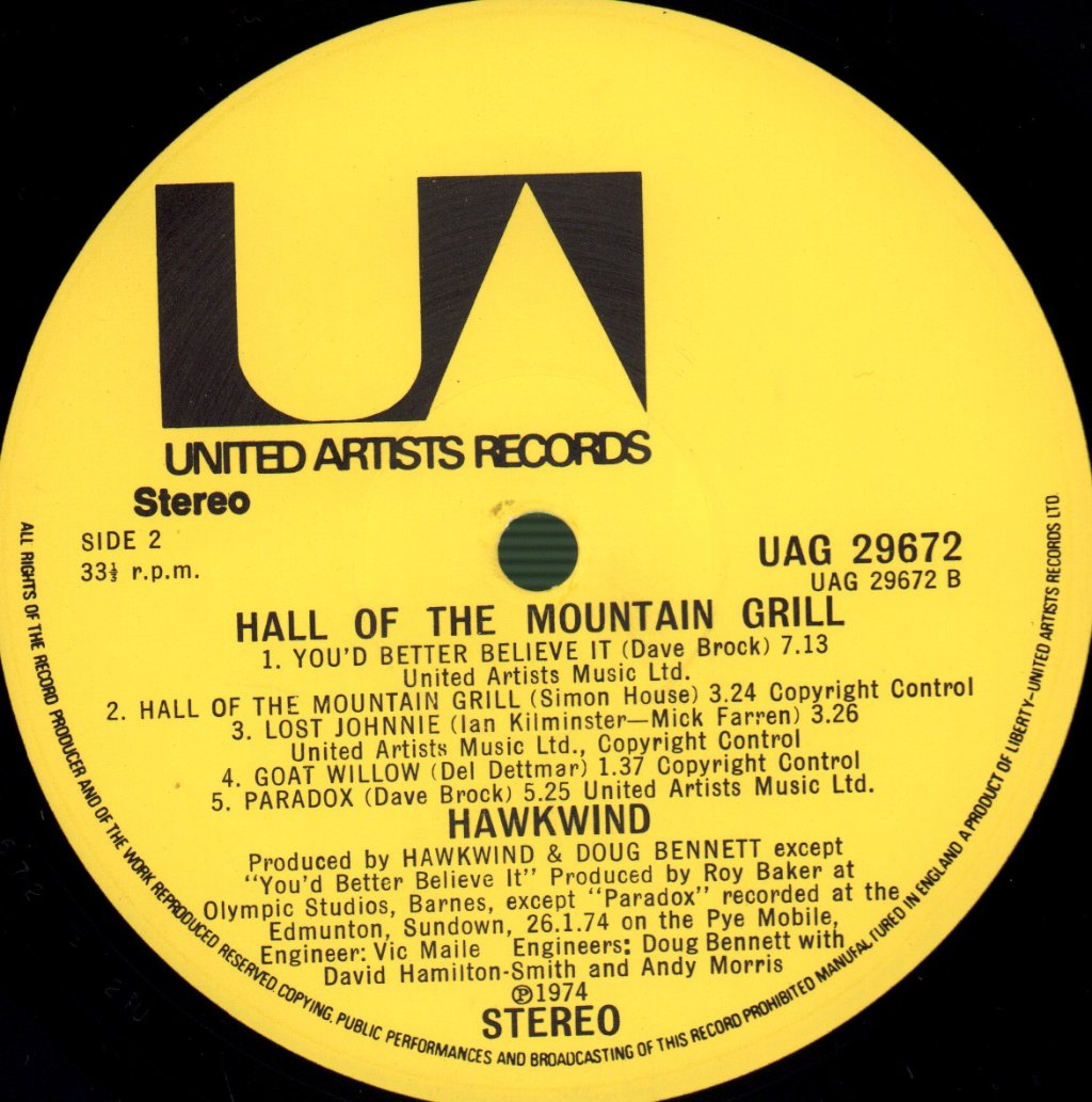 Hawkwind - Hall Of The Mountain Grill - Lp