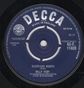 Billy Fury - Sleepless Nights - 7 Inch