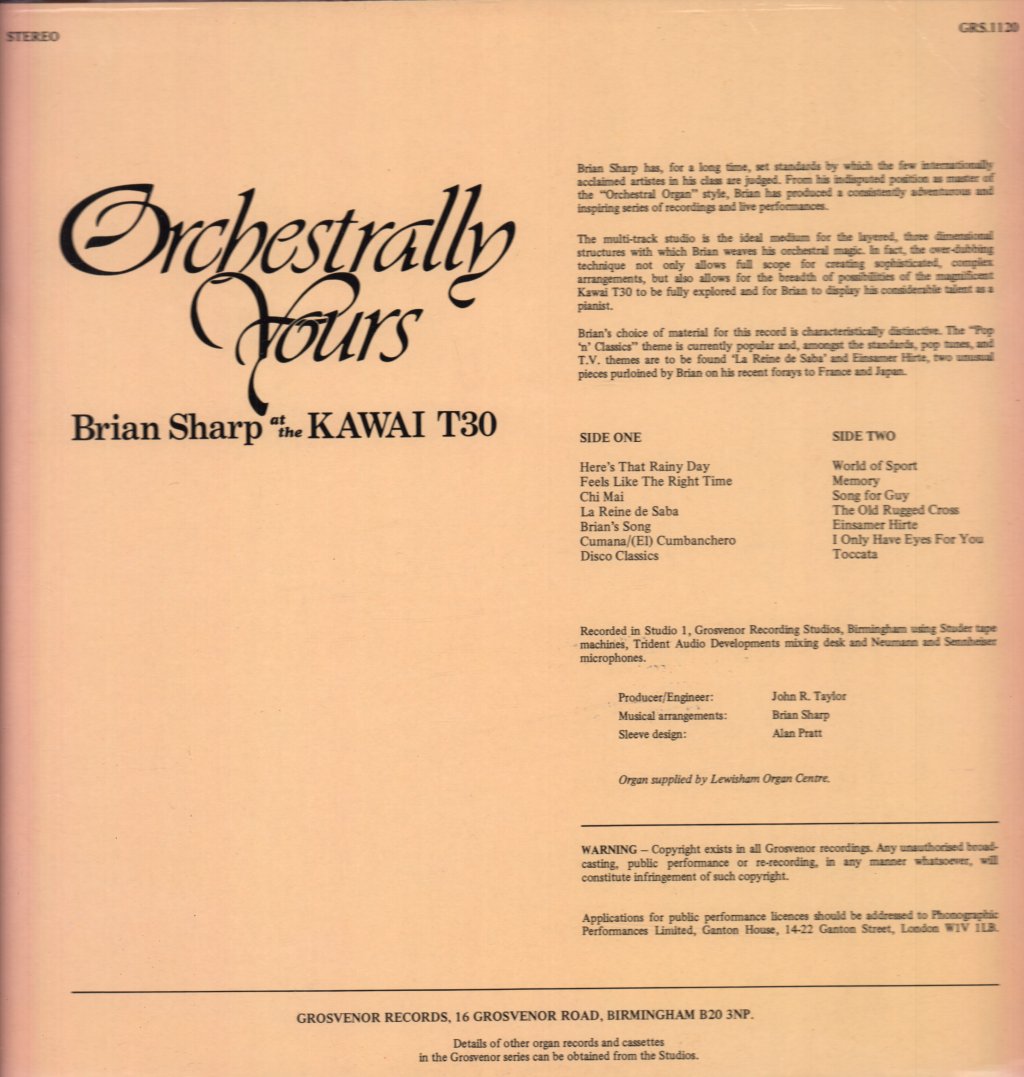 Brian Sharp - Orchestrally Yours - Lp