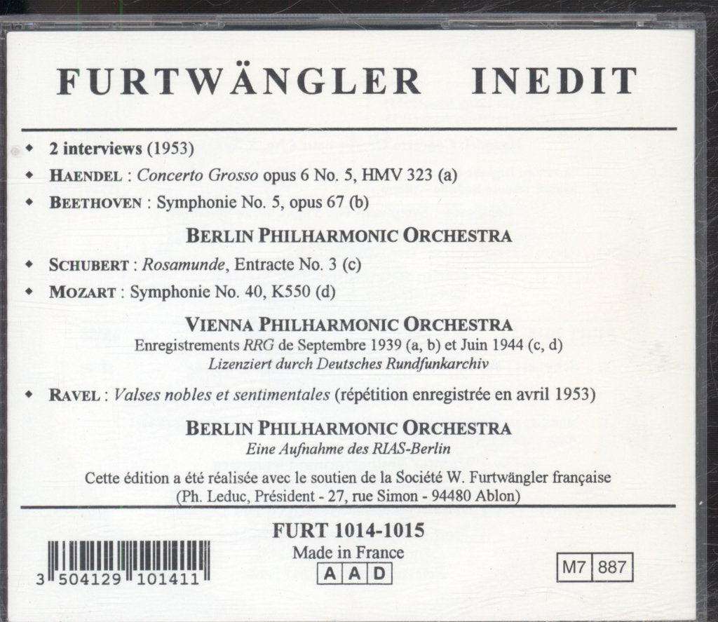 Wilhelm Furtwangler - Furtwangler Inedit - Double Cd