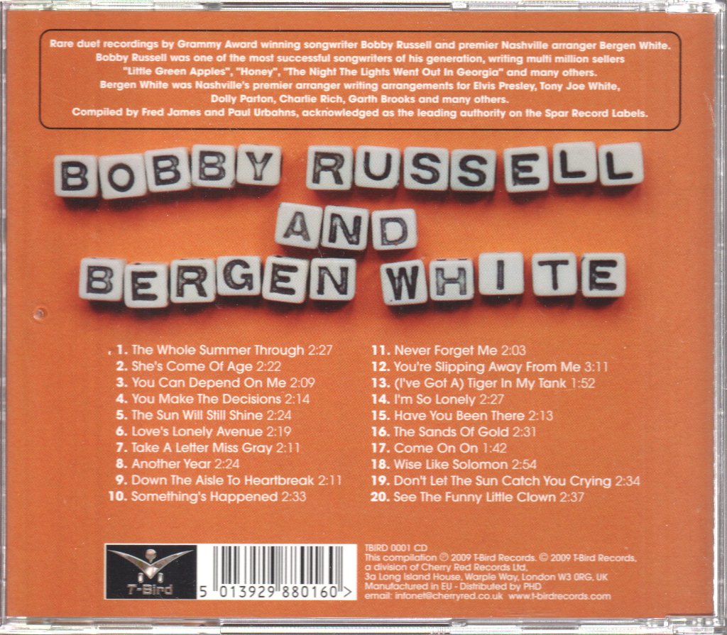 Bobby Russell & Bergen White - Bobby & Bergen - Cd