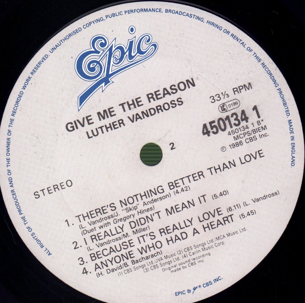 Luther Vandross - Give Me The Reason - Lp